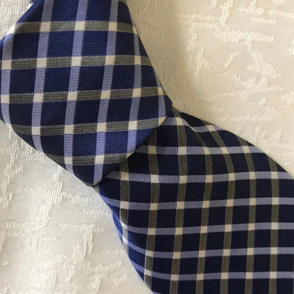 Apt 9 Blue Window Pane Plaid Silk Neck Tie - Picture 1 of 4